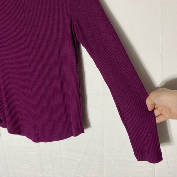 Old Navy Burgundy Winter Wine Plush Ribbed Long Sleeve Crew Neck Tee L - Picture 11 of 15